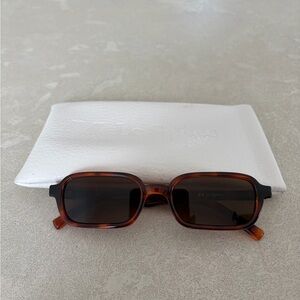 Le Specs Amber Sunglasses with White Case